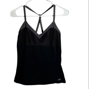 ALO Yoga Charcoal and Black Cross-Back Tank